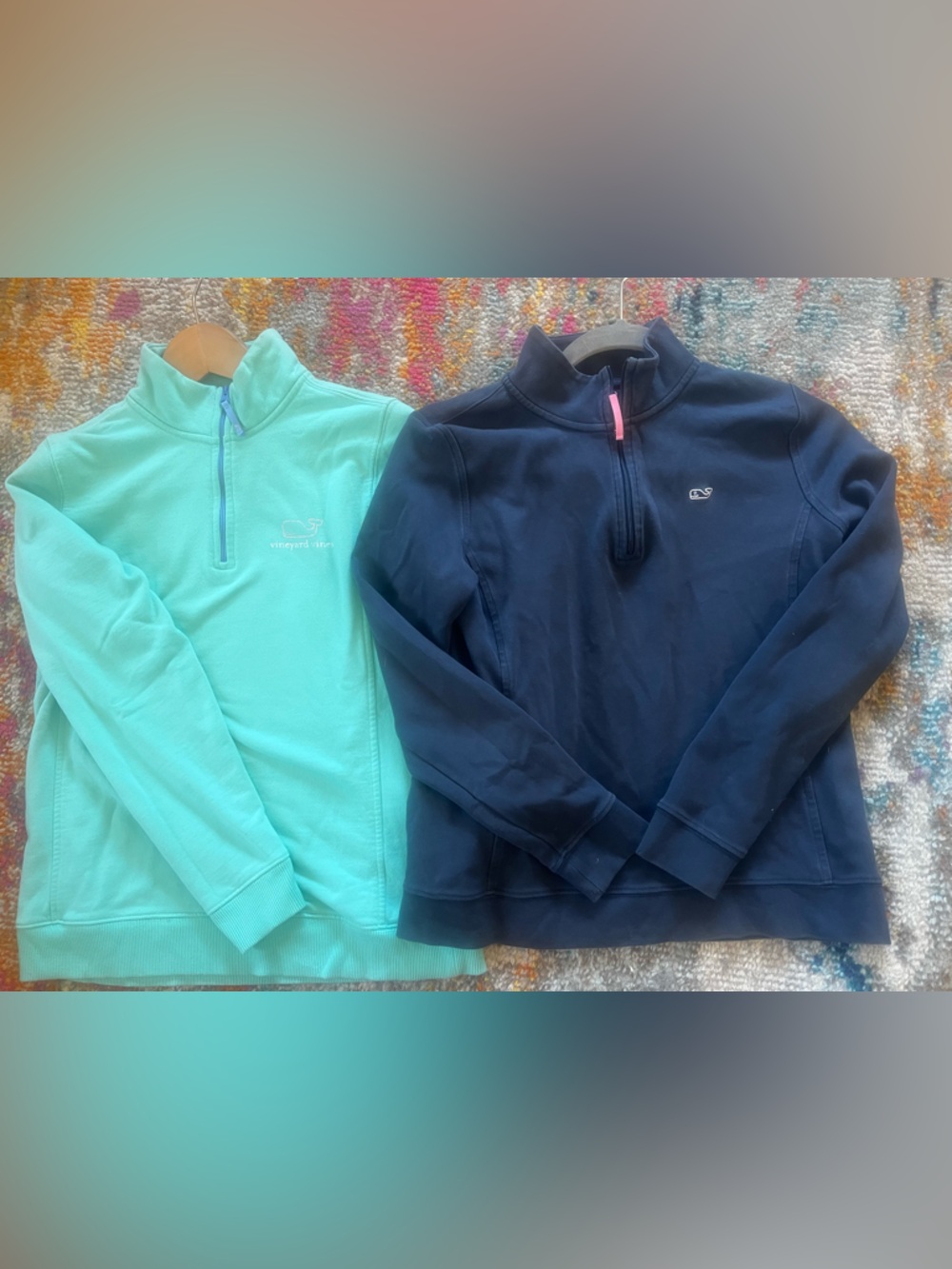 Vineyard Vines set of 2 women’s Quarter-Zip Pullover Sweater - Mint & Navy